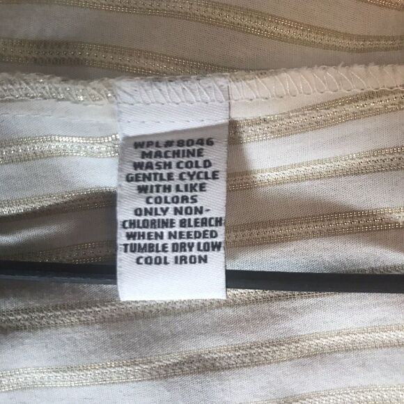 Style & Co Lady's Western White Ruffle Shirt Shimmering Gold Stripes Size 20W - Picture 10 of 10